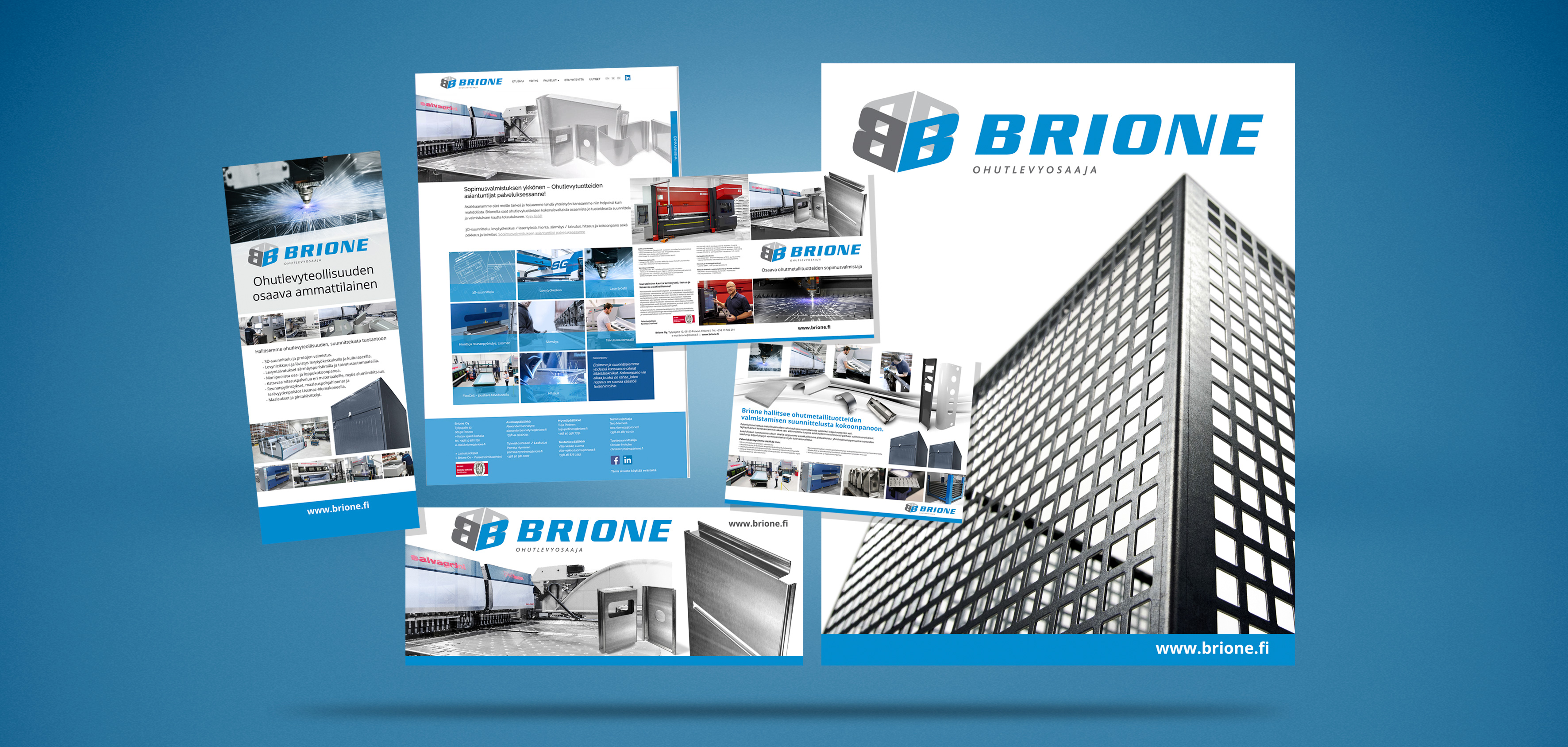 Brione logouudistus, mainontaa ja nettisivujen visuaalinen linjaus www.brione.fi